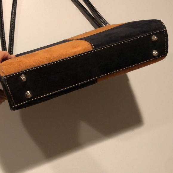 Colorblock Suede Vintage Y2K Baguette Shoulder Bag - Picture 4 of 9